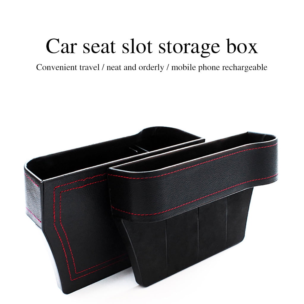 Car Seat Pockets Leather Car Console Side Organizer Seat Gap-Filler ...