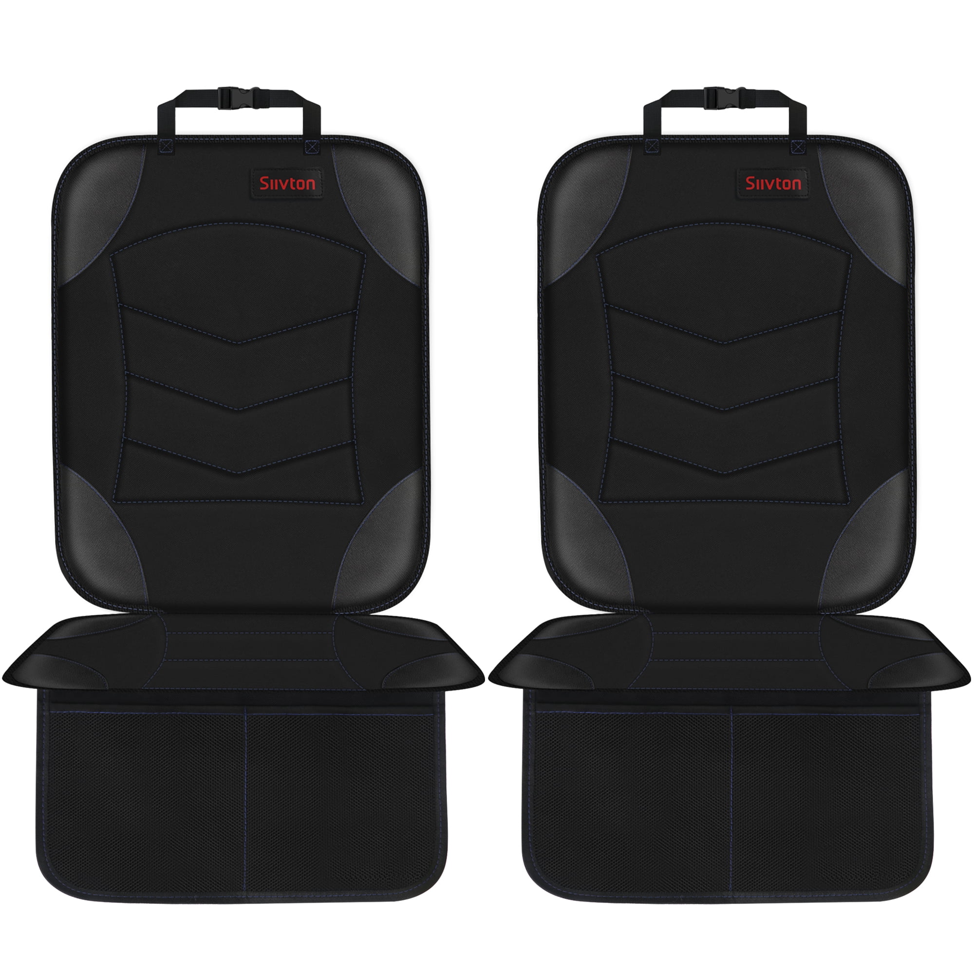 Protège-siège Auto Enfant - Matière Imperméable - Rembourré - Avec 3 Poches - Noir - Compatible Systèmes LATCH