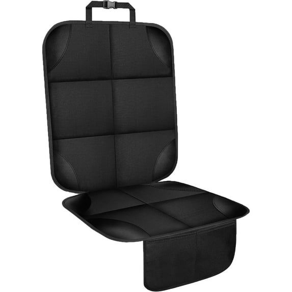 Car Seat Protector for Child Baby Car Seat,2 Packs 600D Waterproof Car Seat Cover with Thick Padding, Non-Slip Backing and 2 Mesh Storage Pockets (Black)