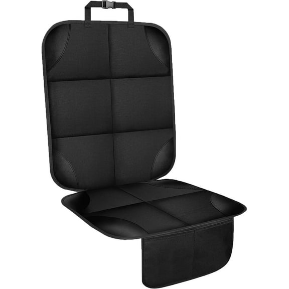 Car Seat Protector for Child Baby Car Seat,2 Packs 600D Waterproof Car Seat Cover with Thick Padding, Non-Slip Backing and 2 Mesh Storage Pockets (Black)