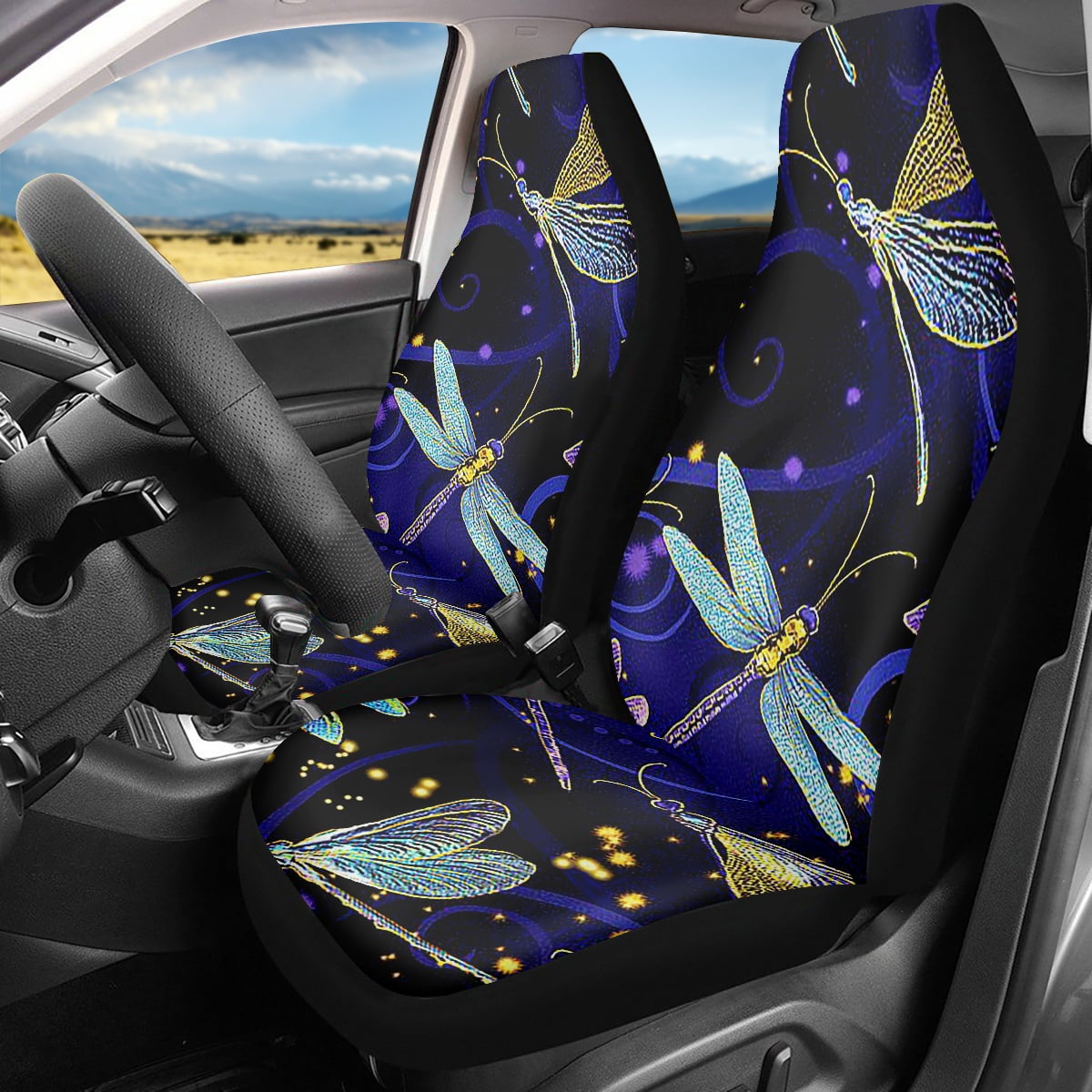 Red Chinese Dragon Floral Print Pet Car Seat Cover main image 1