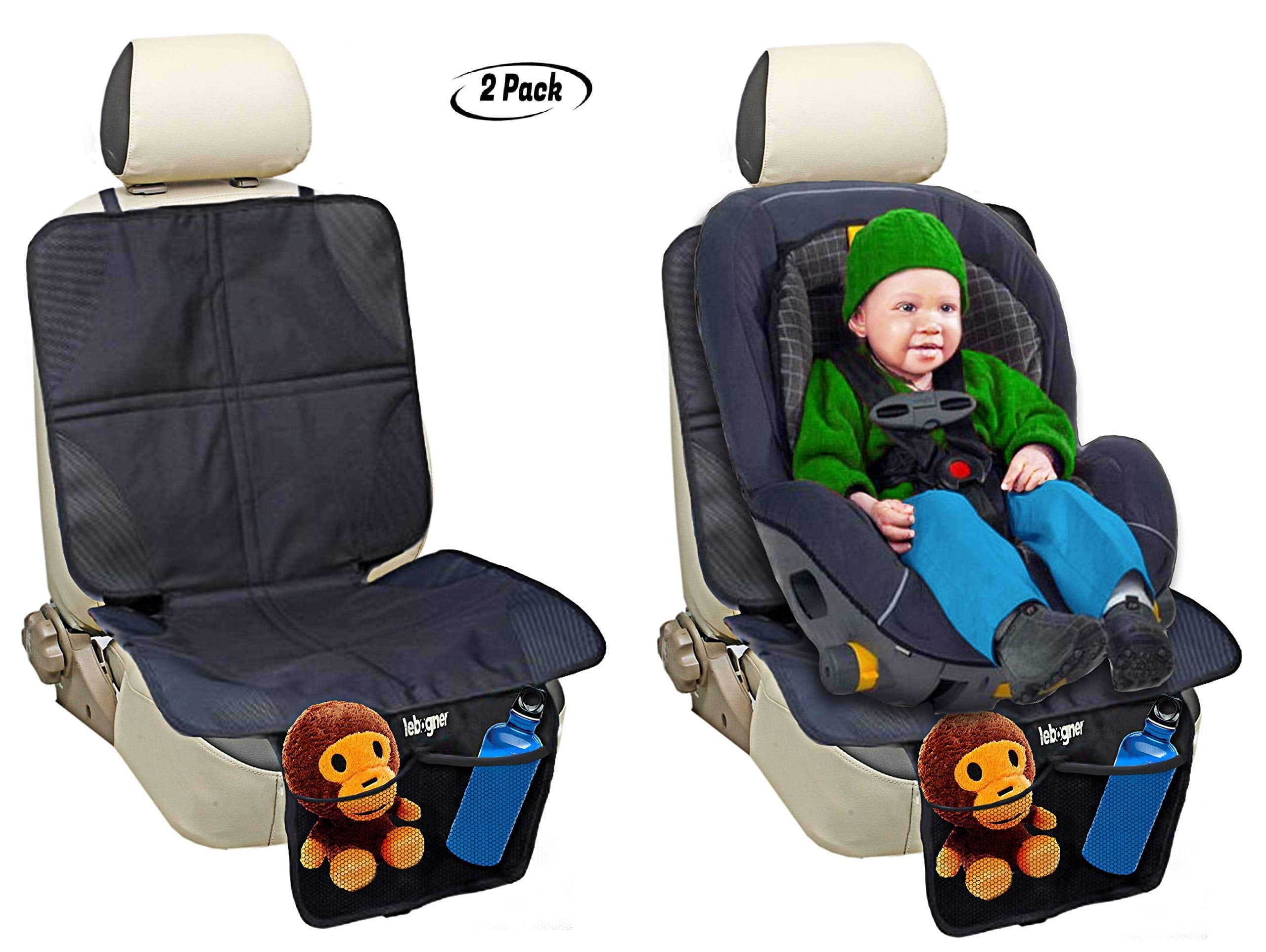 Car Seat Protector by Lebogner "2 Pack" Luxury AntiSlip Mat Cover Protector to Keep Clean and