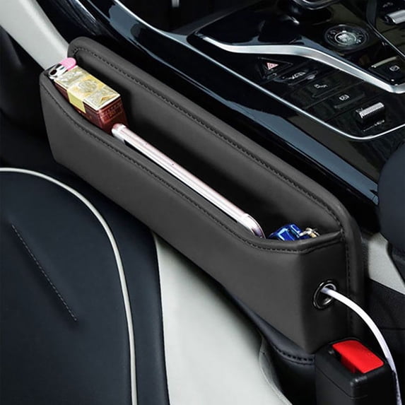 Car Seat Storage Box Automotive Console Side Pocket Car Seat Filler Organizer Car Front Seat Side Leather Storage Pockets For Phone Money Cards Ke