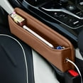 thumbnail image 1 of Car Seat Storage Box Leather Console Side Pocket Organizer Gap Filler Black Soft Durable Easy Install for Phone Money Cards Keys Clutter Free Tidy, 1 of 2