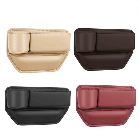 Car Seat Storage Box Leather Organizer with Multi-Compartment for Phones, Wallets, and Cups – Universal Fit for Front Seat Gap Cleaner and Tidy Car Interior