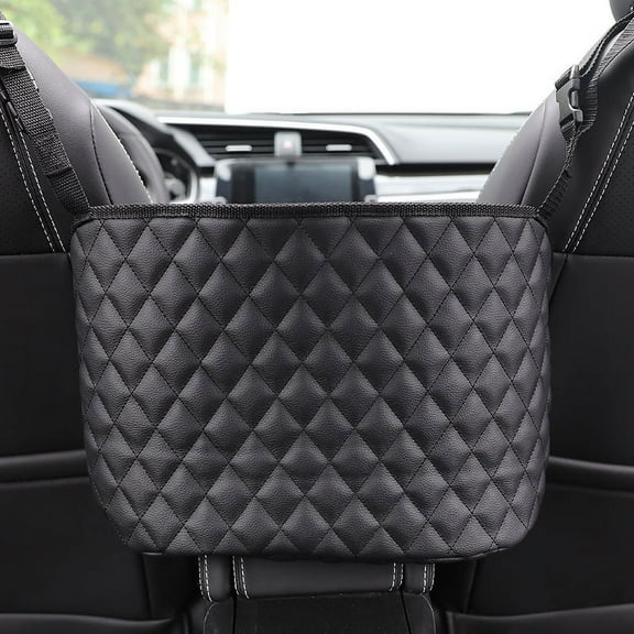 Car Seat Storage Net Pocket Multifunctional Car Bag Storage Organizer Hanging Bag Car Interior Accessories Diamond Pattern