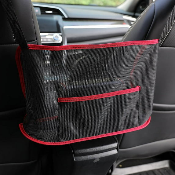 Car Seat Storage Net Pocket Multifunctional Car Bag Storage Organizer Hanging Bag Car Interior Accessories Diamond Pattern