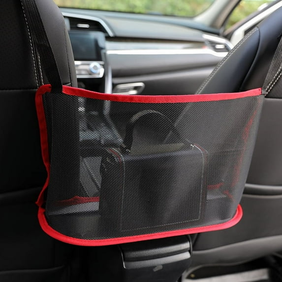 Car Seat Storage Net Pocket Multifunctional Car Bag Storage Organizer Hanging Bag Car Interior Accessories Diamond Pattern