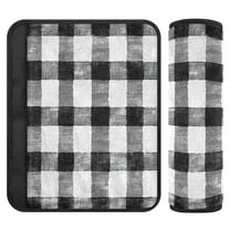 Car Seat Strap & Belt Covers - Flannel Material, Velcro Design, All-Season Use, 2-Piece Set (S&M Sizes)，Black and White Checkered