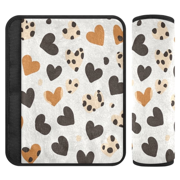 Car Seat Strap & Belt Covers - Flannel Material, Velcro Design, All-Season Use, 2-Piece Set (S&M Sizes)，Cute Leopard Print