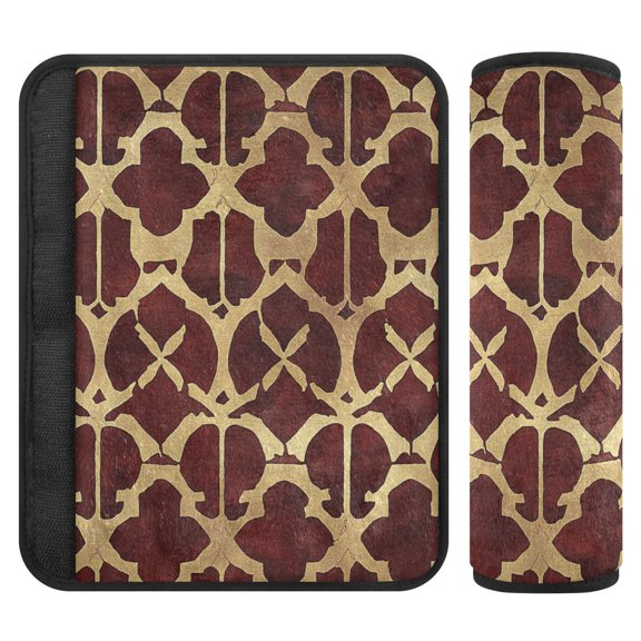 Car Seat Strap & Belt Covers - Flannel Material, Velcro Design, All-Season Use, 2-Piece Set (S&M Sizes)，Pattern