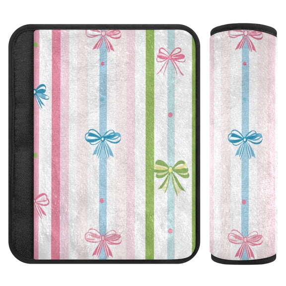 Car Seat Strap & Belt Covers - Flannel Material, Velcro Design, All-Season Use, 2-Piece Set (S&M Sizes)，Stripes