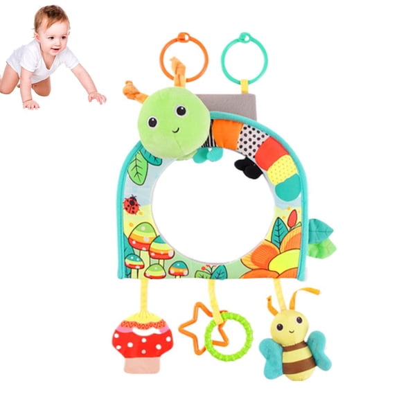 Car Seat Toy, Baby Car Mirror Toy For Rear Facing, Travel Baby Activity Center Toys Engaging fo Mirror, Hanging with Teether