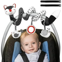 Car Seat Toys for Babies 0-12 Months, Black and White Spiral Car Seat Toys, Baby Infants High Contrast Carseat Stroller Bouncer Crib Hanging Toys, Baby Early Developmental Learning Toys