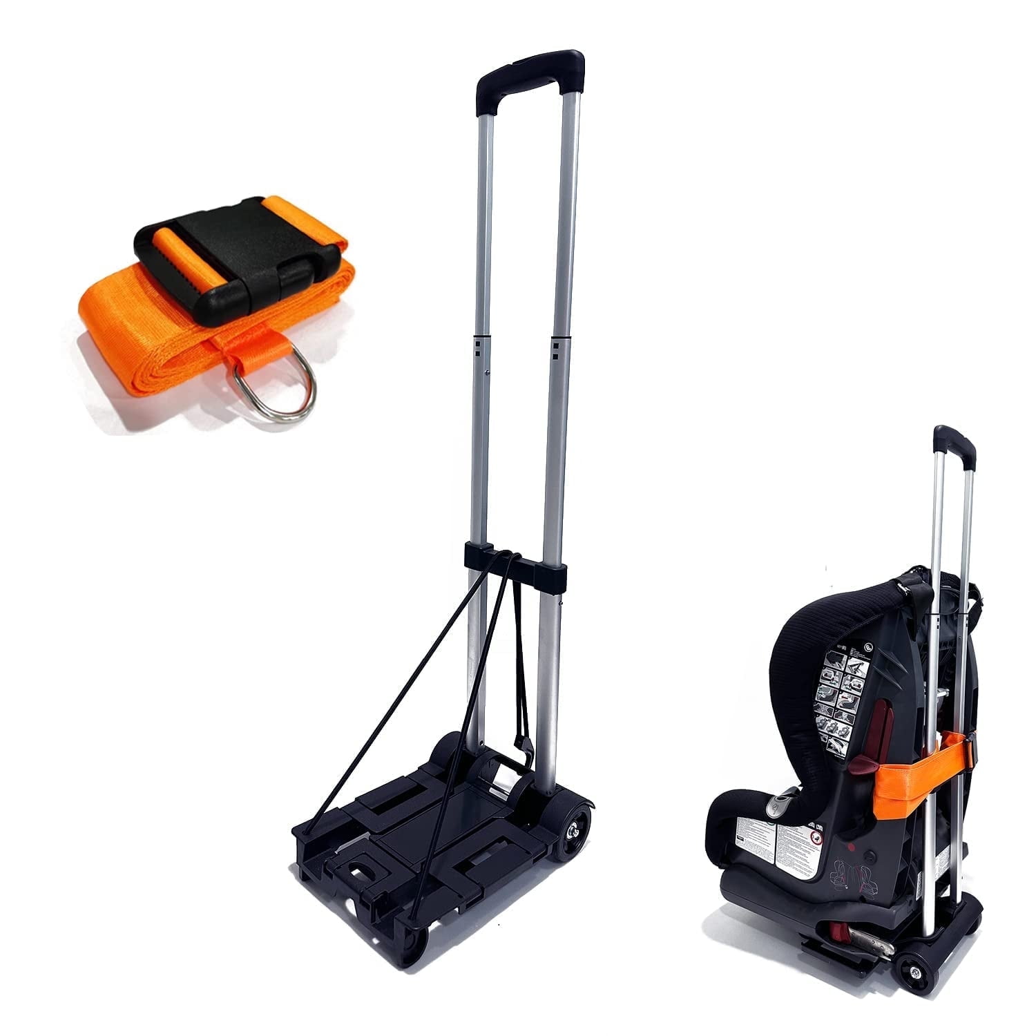 Foldable Car Seat Travel Cart for Airport, Extendable Base Plate
