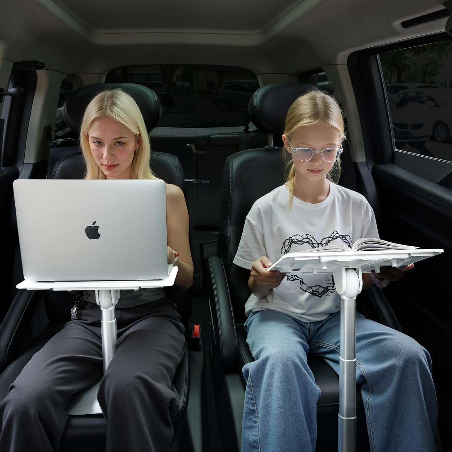 Car Seat Tray Table, Height Adjustable Travel Tray for Kids/Adults, Car Lap Desk for Laptop Computer Tablet Book, Front Passenger/Rear Seat Food Eating, Essentials Accessories for Long Trips