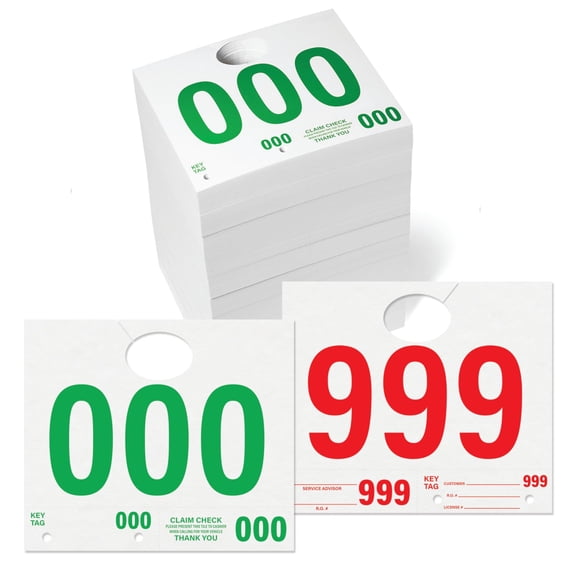 Car Service Tags 000-999 1000 Count Vehicle Repair Dispatch Numbered Labels