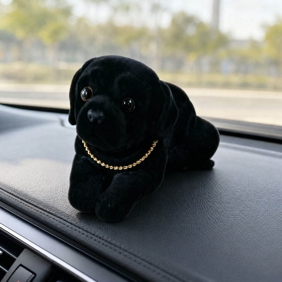 Car Shaking Dog Ornament, Car Accessories Simulation Shaking Dog with Nodding Head and Suction Cup Base, for Dashboard Vehicle Decoration and Fun Driving Companion, B