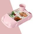 thumbnail image 1 of Car Shaped Children's Tableware Set - Fiber Dinner Tray with Separate Plates, Cutlery and Water Cup for Boys and Girls - Light Pink, 1 of 7