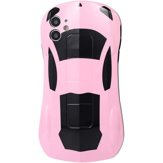 Car-Shaped Phone Case Compatible with iPhone X/Xs, Soft TPU Cool Deisgn Protective Bumper Case Cover (Pink, iPhone X/Xs)