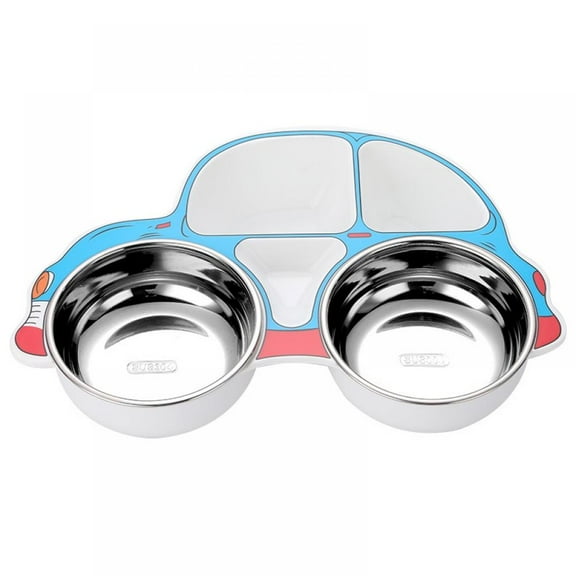 Car Shaped Plates Divided Plate Stainless Steel Dinnerware Toddler Child Children Kids Snack Meal Plate Feeding Plate Bowl