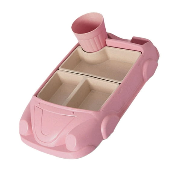 Car Shaped Tableware Set For Kids Kitchen Dining Mealtime With Plates Cutlery And Cup Durable Fiber Design