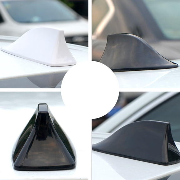 Car Shark Fin Antenna Cover Roof Aerial Base, ABS Signal Enhancer Universal Fit AM/FM Antenna Replacement, 8In(Black)