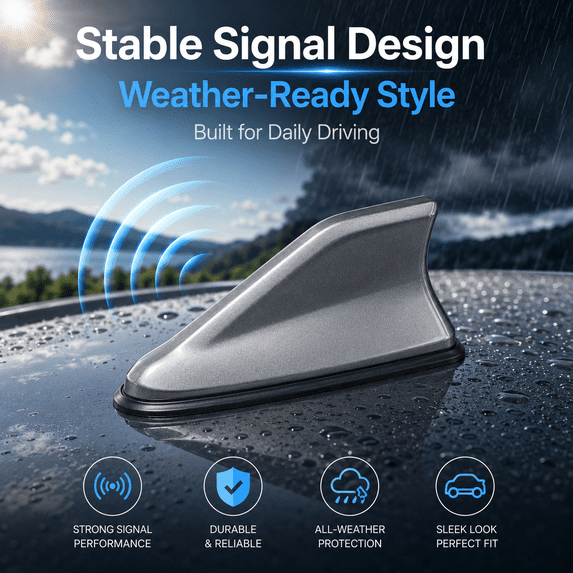 Car Shark Fin Antenna - Decorative Roof Antenna Cover, No-Drill Installation, Style with Radio Signal Reception, Perfect for Car Exterior Modification, 6.3*2.76in, F