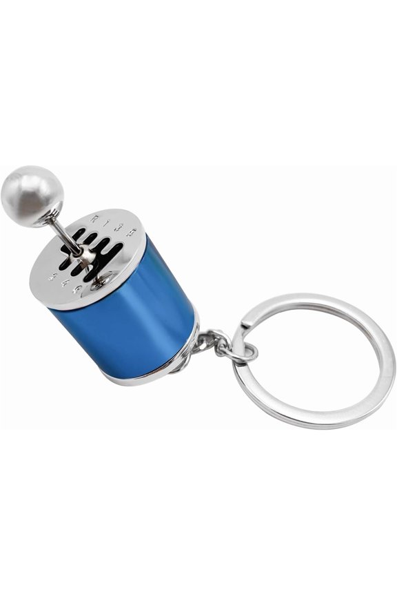 Car Shifter Gear Keychain, Creative 6 Speed Manual Transmission Shift Lever Keyring, Auto Gearbox Shifter Key Chain (Light Blue)