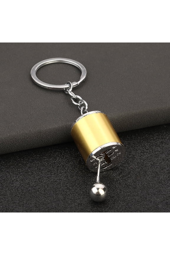 Car Shifter Gear Keychain, Creative 6 Speed Manual Transmission Shift Lever Keyring, Auto Gearbox Shifter Key Chain - golden