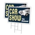 thumbnail image 1 of Car Show 2 Pack Of 12" x 16" Yard Sign & Stake | Advertise Your Business | Stake Included Image On Front Only | Made in The USA, 1 of 3