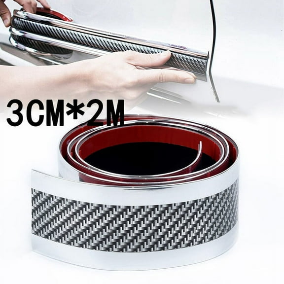 Car Side Skirt Door Sill Carbon Fiber Silver Protector Edge Guard Strip 3CM*2M