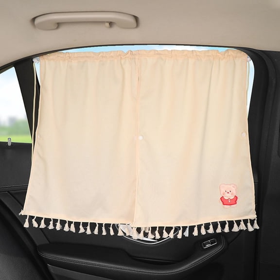 Car Side Window Shades  Suction Cup Car Sun Shade  Machine Washable Car Window Covers  Durable String  Easy Installation (Double open sunshades, red clothed teddy bear)