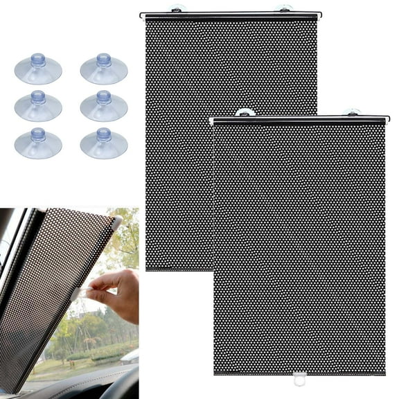 Car Side Window Sun Shade (2 Pack) | Retractable Car Roller Sunshade for Kids | Baby Car Window Shades for UV and Sun Glare Protection | Baby Car Travel Accessories