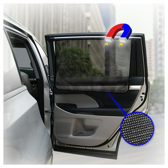 ggomaART Car Side Window Sun Shade - Universal Reversible Magnetic Curtain for Baby and Kids with Sun Protection Block Damage from Direct Bright Sunlight, and Heat - 1 Piece of Black Mesh