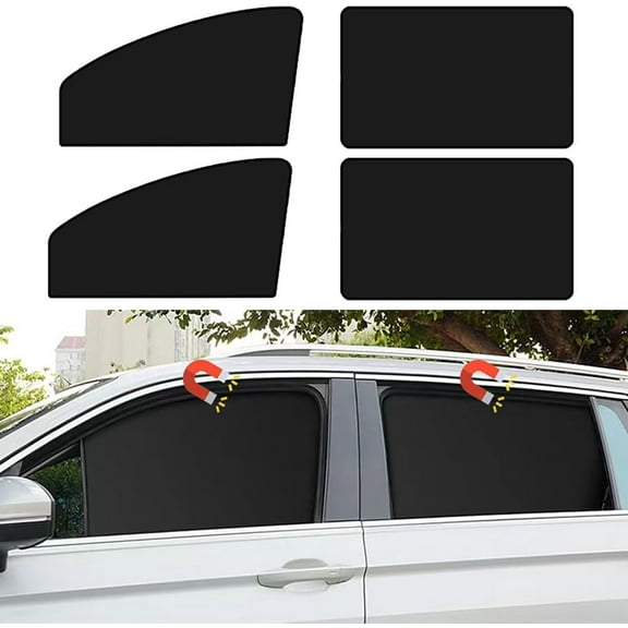 Car Side Window Sun Shades, Side Window Car Shade, 4 PCS Window Sunshades Privacy Curtains, 100% Block Light for Camping, Breastfeeding, Taking a nap, Changing Clothes, (Front&Back 4pcs)