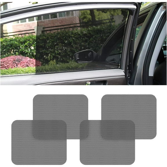 Car Side Window Sunshade 4 Pcs Static Cling Films Stickers Sun Shade UV Rays Privacy Protector, Reusable Washable Sunshade for Most Cars, Vehicles, SUV, Black