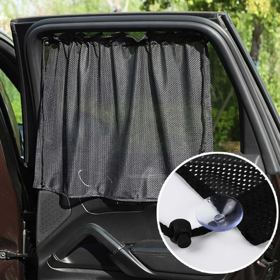 Car Side Window Sunshade Curtain, Mesh Car Window Shade UV Protection Heat Insulation Suction Cup Privacy Screen Easy Install, Summer Sun Blocker for Car Travel Camping Road Trips Passengers