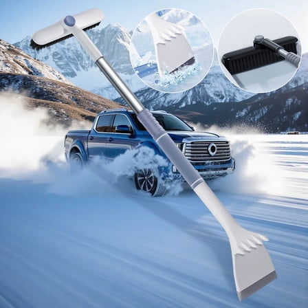 Car Snow Brush And Ice Scraper 2-In-1 Snow Broom & Ice Scraper with Anti Freeze Sponge Handle, Windshield Defrosting Tool for Winter Car