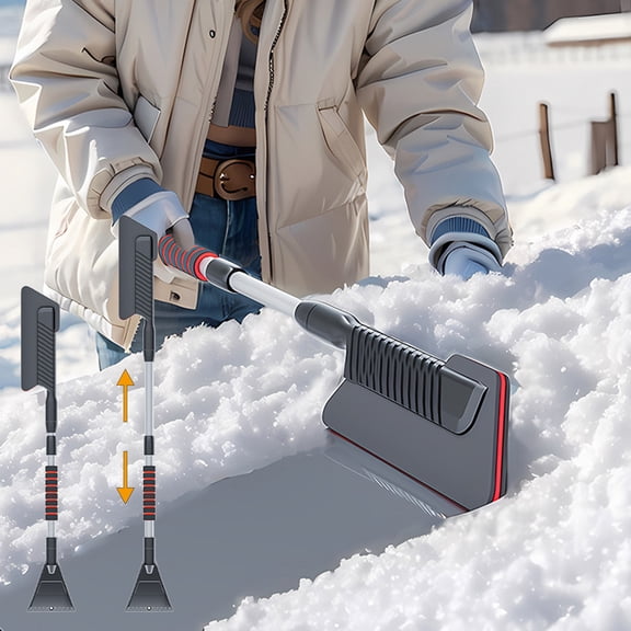 Car Snow Brush And Shovel, Detachable Telescopic Snow Removal Tool, Ice Scraper Brush Combo, Winter Windshield Cleaner, Multi Function Car Snow Cleaning Tool With Foam Handle