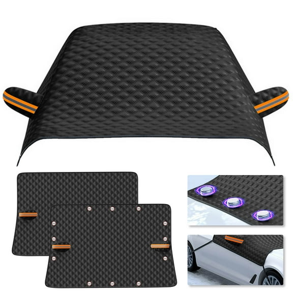 Car Snow Cover under $5! Cagogo Car Snow Shield for Windshield, Thickened Magnetic Snow Cover, Sunshade Frost Protection Half Cover, Universal Car Coat, Winter Vehicle Protection Accessories
