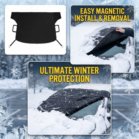 Car Snow Cover Thickened Oversized Sunshade, Magnetic Strip Fixation & Multi - Layer Composite Material, Universal For Most Sedans Suvs In All