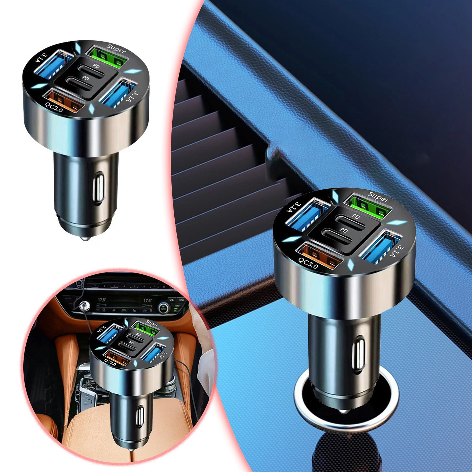 Car for Snow Phone Charger for Battery Car Plug Converter Usb Car 12