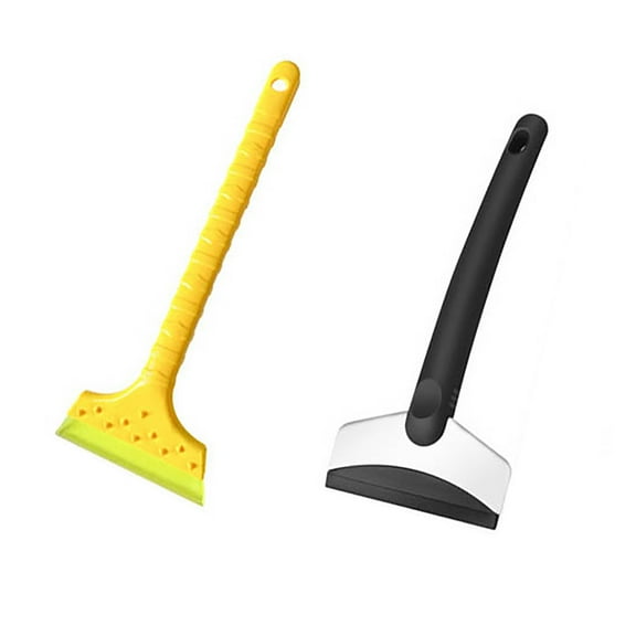 Car Snow Removal Ice Scraper Set 2 Pack With Long Handle Plastic Shovel And Stainless Steel Scraper For Winter Windshield Glass Cleaning Vehicle Maintenance