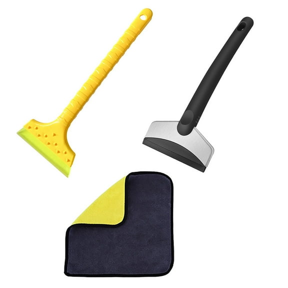 Car Snow Removal Ice Scraper Winter Snow Shovel Ice Removal Tool With Ice Breaker And Long Handle Scraper And Microfiber Towel