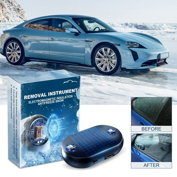 Car Snow Remover, Ice Scraper for Car, Portable Solar Panel, 4X2 in, Compact Storage, Winter Commuting, Matte Blue, 2 Pc