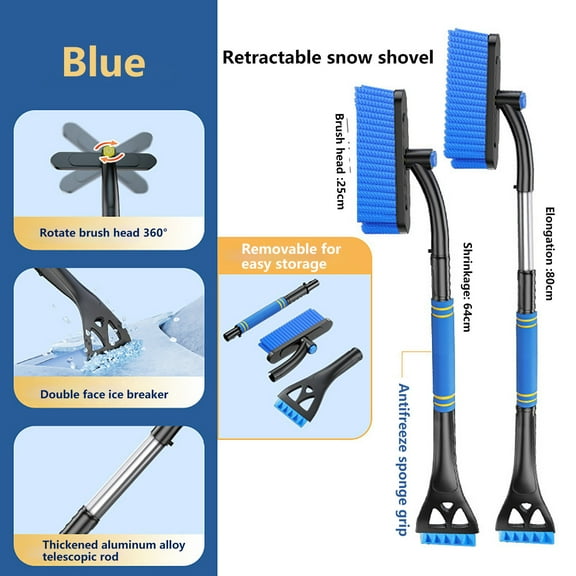 Car Snow Shovel, Winter Deicing Brush and Plow, Ice Snow Removal Tool for Windshield, Roof and Vehicle Surfaces, Snow Defrosting Tool, Car Winter Cleaning Accessory