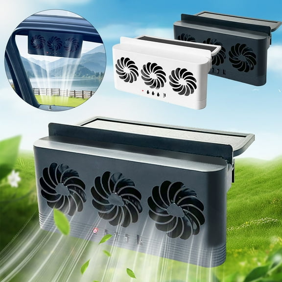 Car Solar Exhaust | Automotive Ventilator for Summer Cooling | Window-Mounted Radiator Air Circulation | Smoke & Odor Removal | Universal for Sedan SUV Hatchback | Solar Powered | 1 Pack