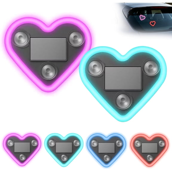 Car Solar Heart LED Light, Musical Rhythm LED Car Light, Solar-Powered Wireless Heart-Shaped Ambient Light, IP65 Waterproof Romantic Car Accessory