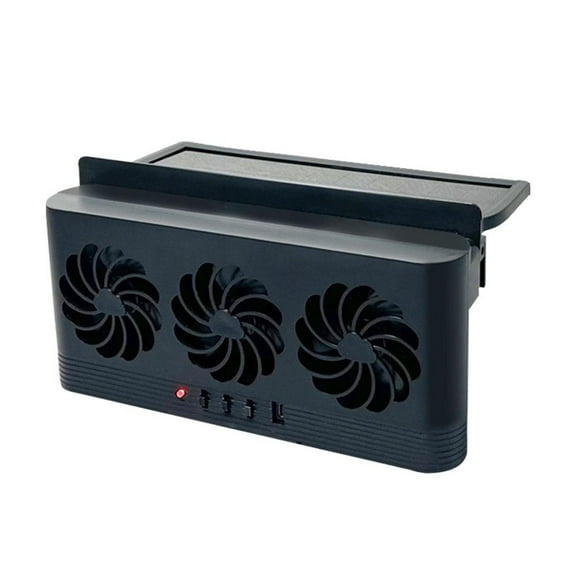 Car Solar Powered Exhaust Fan, White Solar Power Car Exhaust Fan w/3 Outlet, Car Solar Powered Exhaust Fan, Window Mount Car Radiator Cooling Fan for Car, for General Types